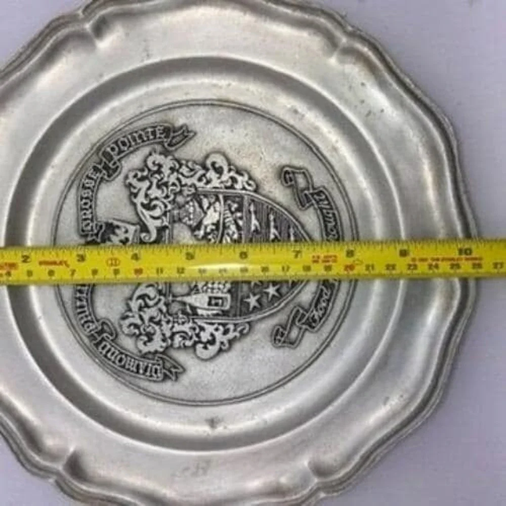 Vintage Pewter Charger Plate Diamond Phillips Old Place Rest Grosse Pointe RWP *